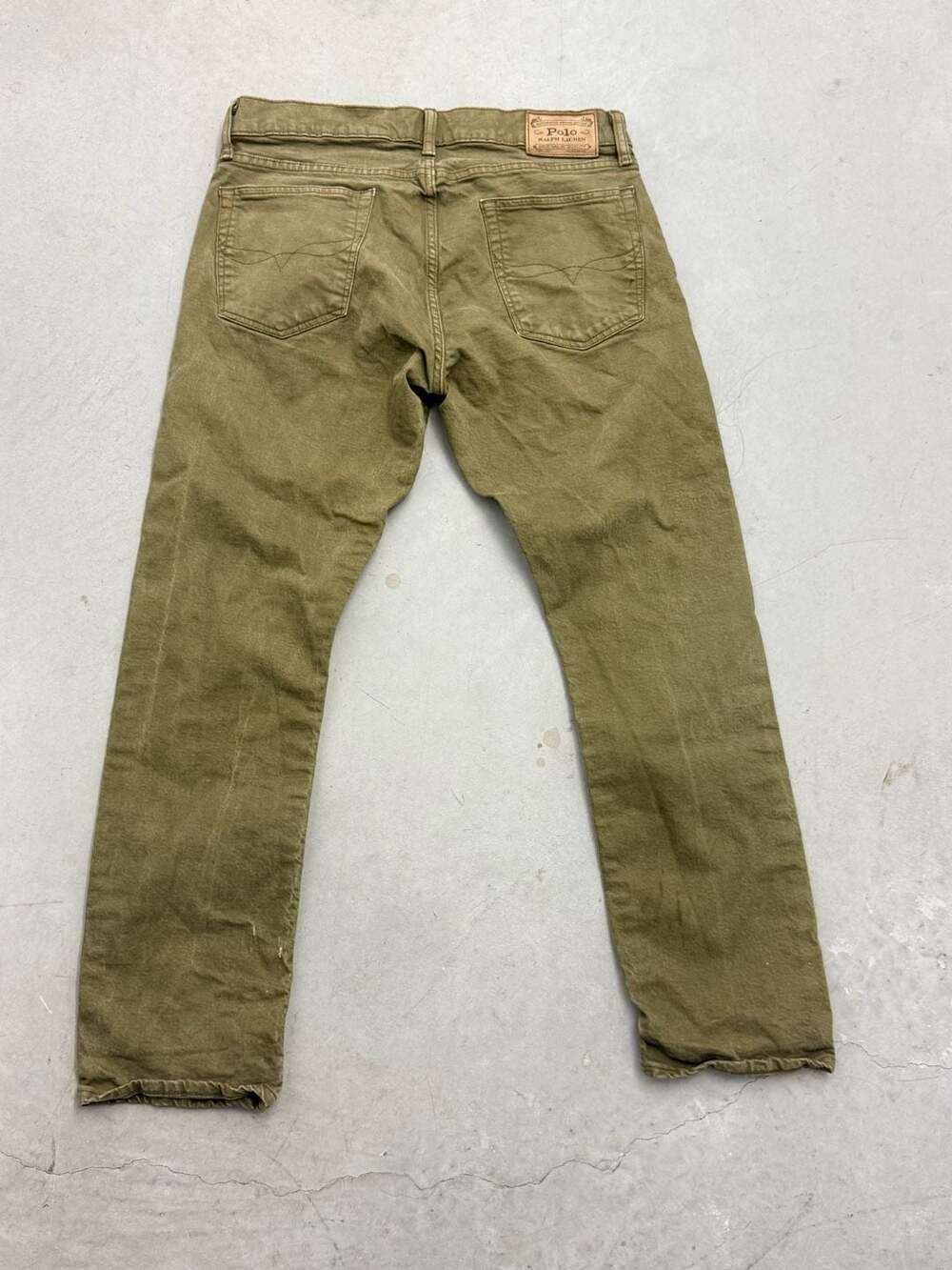 Polo Ralph Lauren Olive Green Denim Jeans Men Size 32x30 Slim Straight Pants